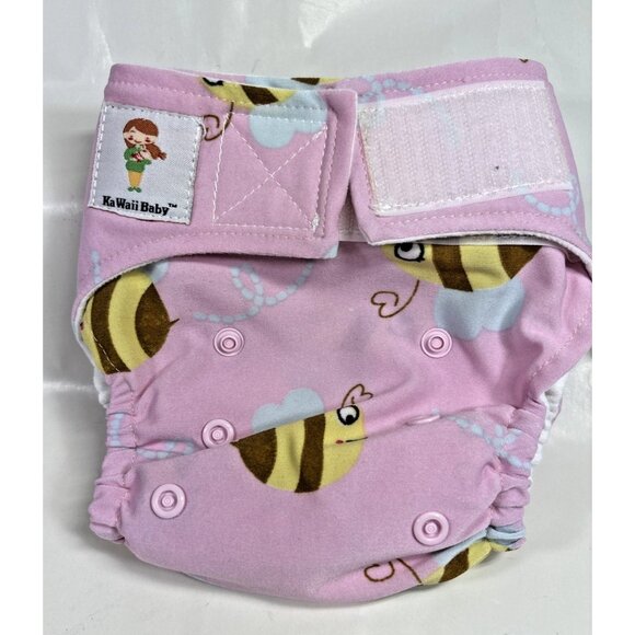 KaWaii Baby 5 One Size Printed Cloth Diapers with Inserts 0-18 Mos/6-22 LBS - Picture 2 of 9